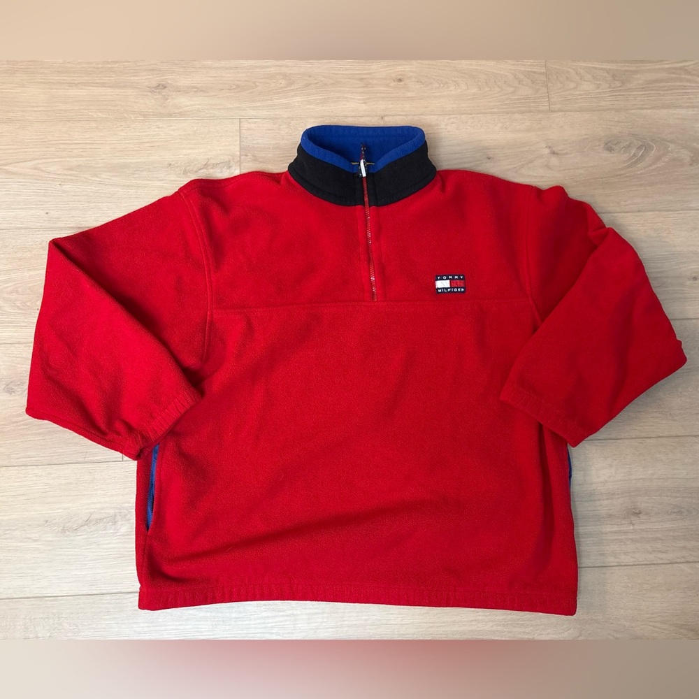 Tommy Hilfiger Red and Blue 1/4 Zip fleece